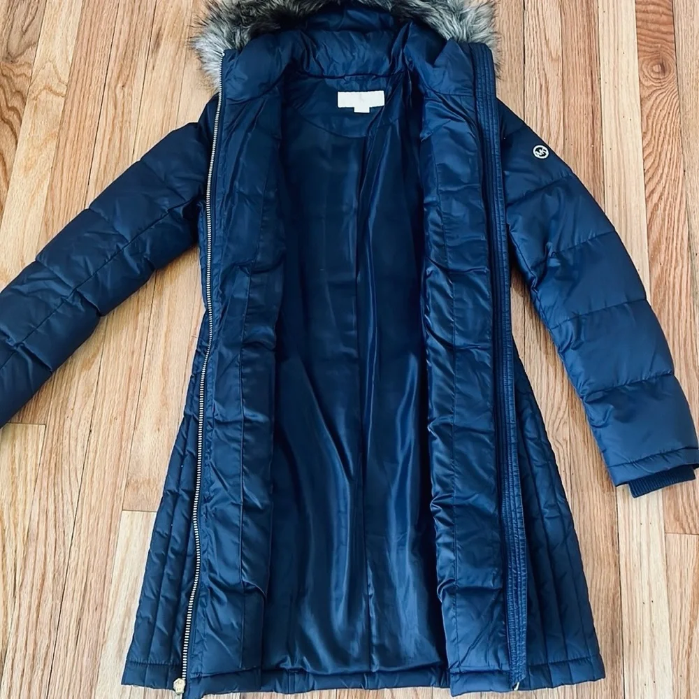 Michael Kors navy long puffer jacket women’s size XS - Picture 7 of 12